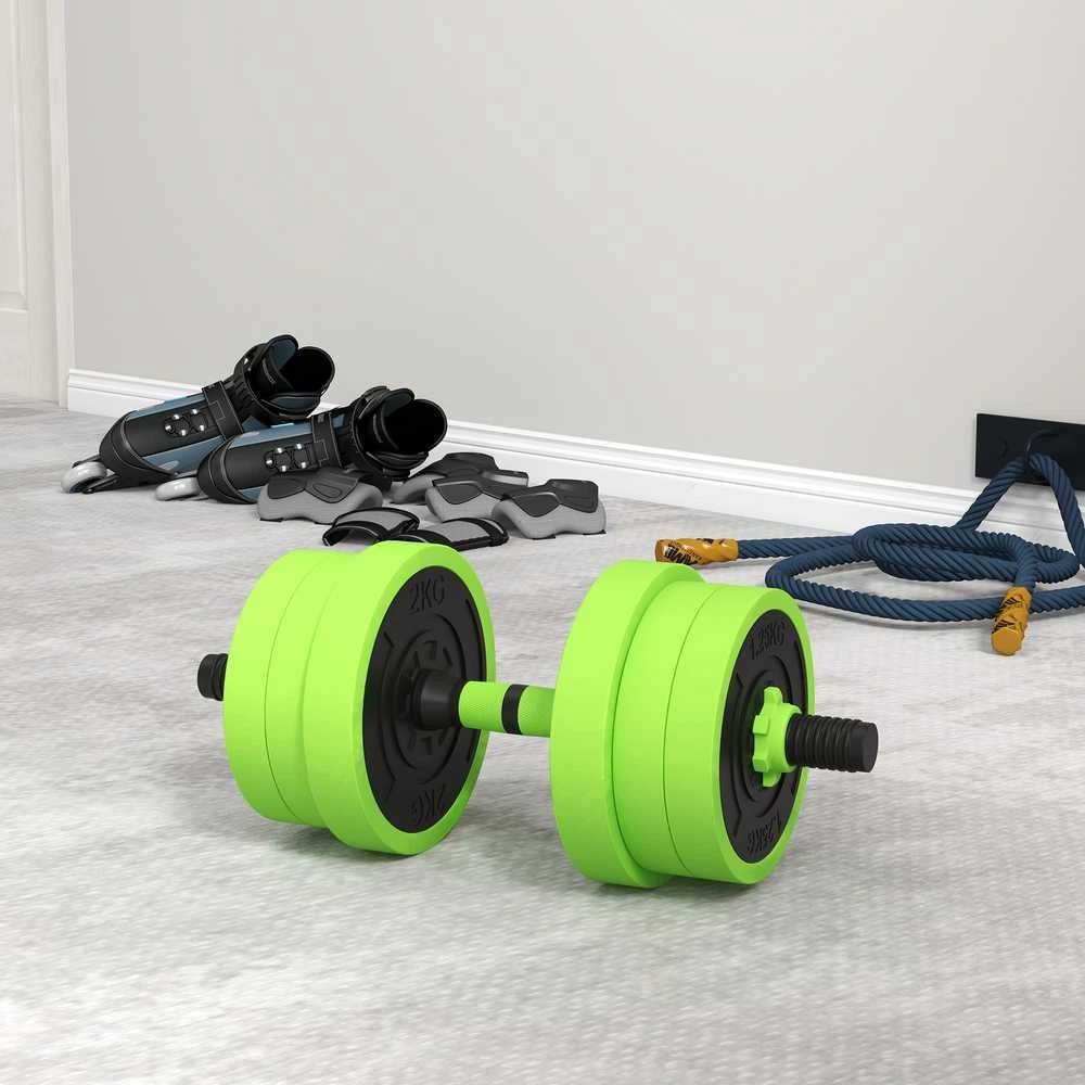 SPORTNOW 4-in-1 hantelių rinkinys, 20 kg, reguliuojami svarmenys, štanga, virdulys (kettlebell), atsispaudimų rankenos, profesionaliam jėgos treniruočių ir svorių kilnojimo sportui namuose
