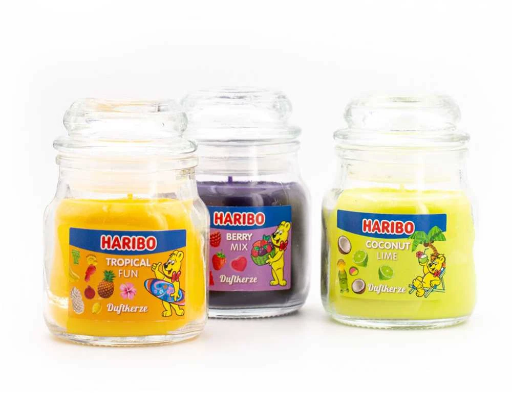 Haribo Duftkerzen Haribo žvakių rinkinys - Berry Mix, Coconut Lime, Tropical Fun - 3 x 85 g