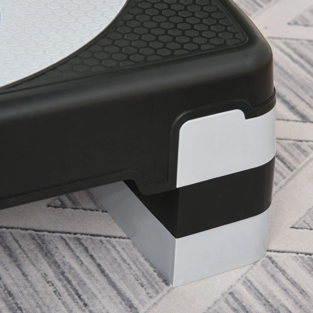 HOMCOM aerobikos stepas, reguliuojamas aukštis (10/15/20 cm), fitneso treniruoklis namams, iki 150 kg, 80x31x10-20 cm