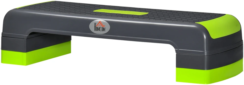 HOMCOM aerobikos steperis, reguliuojamo aukščio fitneso treniruoklis su 3 pakopomis (10/15/20 cm), skirtas naudojimui namuose, iki 150 kg, 78 x 28 x 10–20 cm, žalias