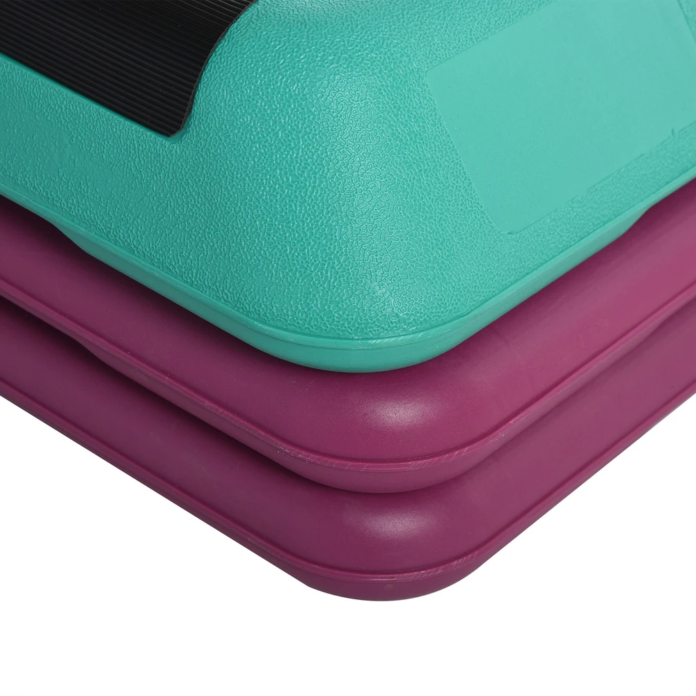 HOMCOM aerobikos ir fitneso treniruoklis stepo platforma, reguliuojamo aukščio 10 cm/15 cm/20 cm, PVC PP, juoda+žalia+violetinė, 110 x 40 x 20 cm