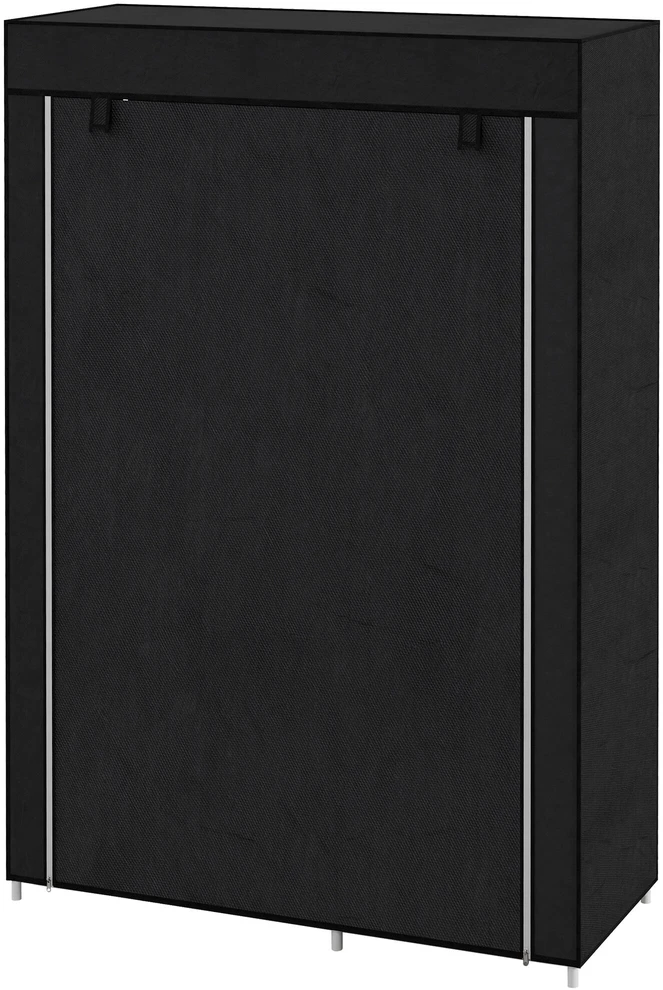 HOMCOM medžiaginė drabužių spinta su 6 lentynomis, neaustinės medžiagos išvaizda, sulankstoma, juoda, 103x43x162,5 cm