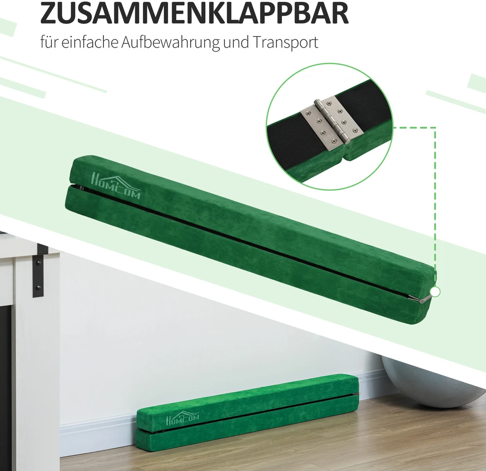HOMCOM 210 cm gimnastikos balansavimo sija, skirta naudoti viduje ir lauke, sulankstoma, iki 120 kg, žalia