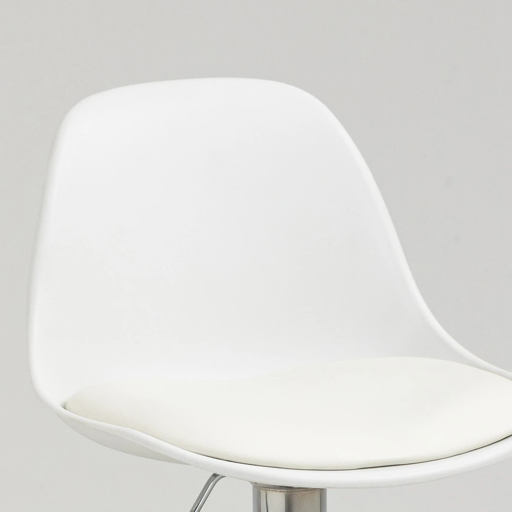 HOMCOM 2 baro kėdžių komplektas, su atlošu, modernaus dizaino, reguliuojamo aukščio, barui, balta spalva, dirbtinė oda, plienas, iki 120 kg, 40x42x82-104 cm