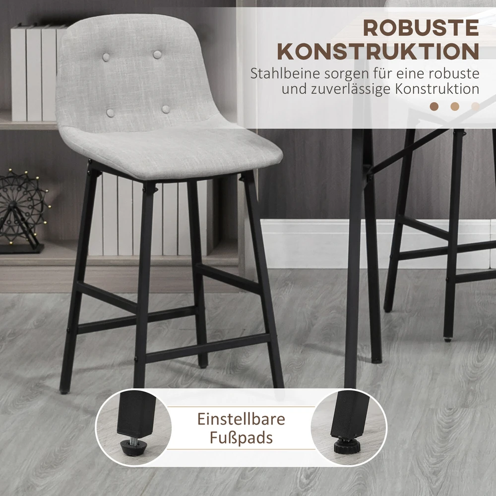 HOMCOM baro stalas su baro kėdžių komplektu, 5 dalių valgomojo komplektas, virtuvinis stalas, bistro stalas su 4 kėdėmis, baro stalo komplektas, metalas, šviesiai ruda, 120 x 60 x 91 cm