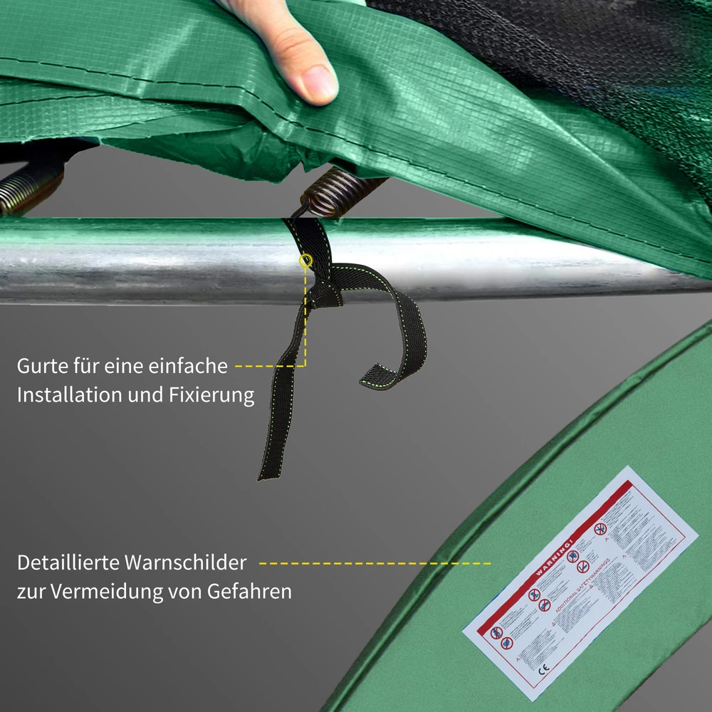 HOMCOM krašto danga, trampolino priedas, Ø 244 cm, atspari oro sąlygoms, PVC PE, žalia