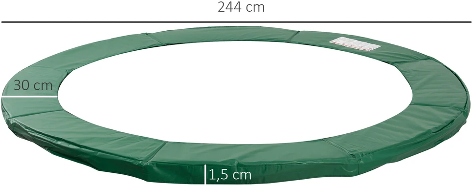 HOMCOM krašto danga, trampolino priedas, Ø 244 cm, atspari oro sąlygoms, PVC PE, žalia