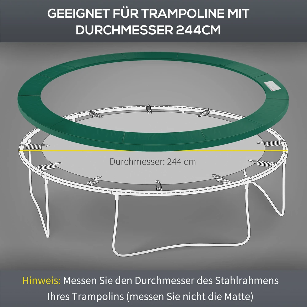 HOMCOM krašto danga, trampolino priedas, Ø 244 cm, atspari oro sąlygoms, PVC PE, žalia