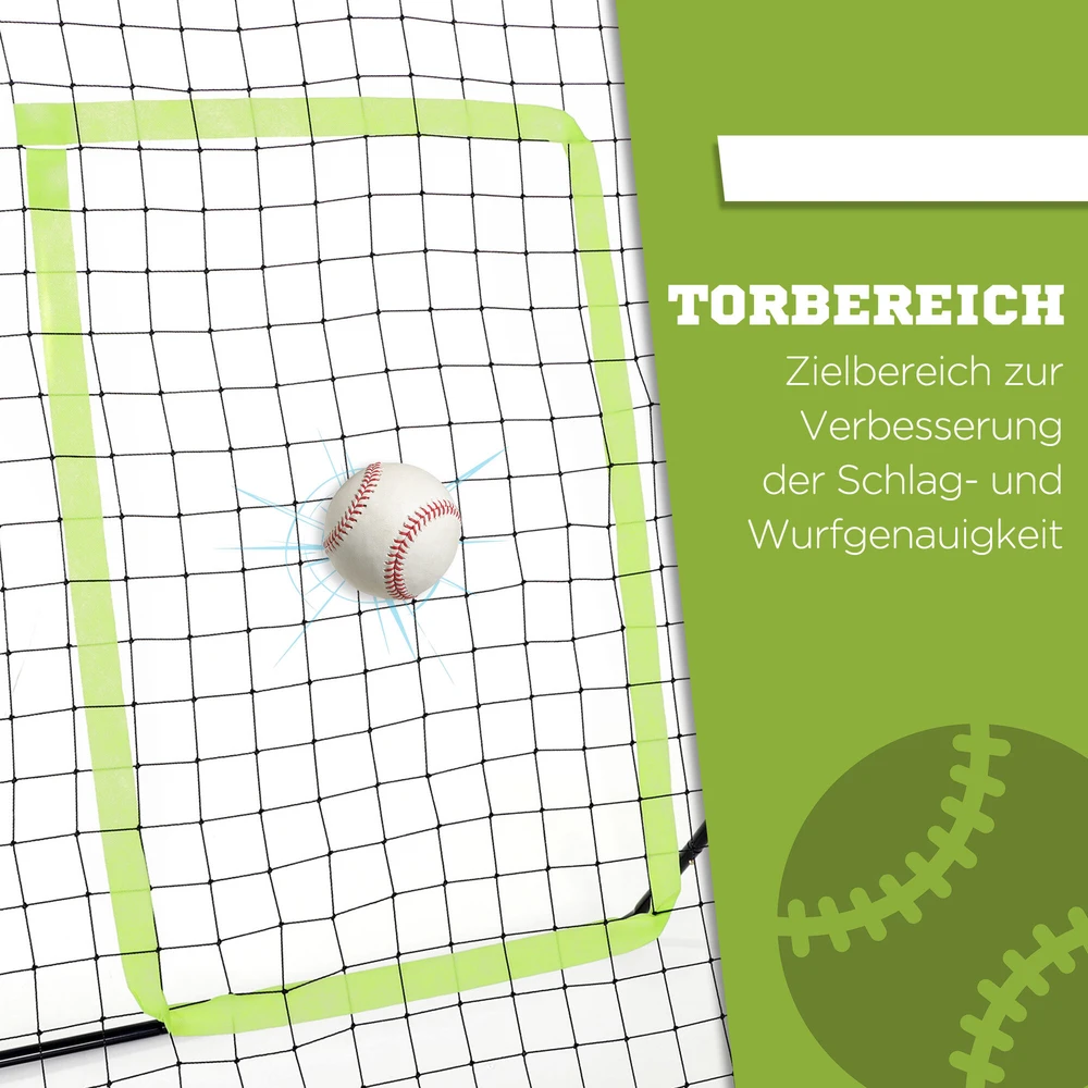 "HOMCOM" beisbolo atmušimo įrenginys "PitchBack", nešiojamasis atmušimo sienelės tinklas su smūgio zona beisbolui, futbolui, metalinis, juodas, 123 x 174 cm