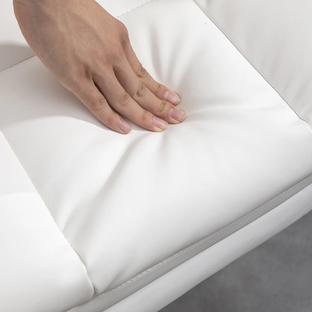 HOMCOM biuro kėdė, ergonomiška rašomojo stalo kėdė su atsilenkimo funkcija, juosmens pagalvėle, reguliuojamo aukščio kompiuterio kėdė su kojų atrama, sukimosi funkcija, skirta namų biurui, dirbtinė oda, balta