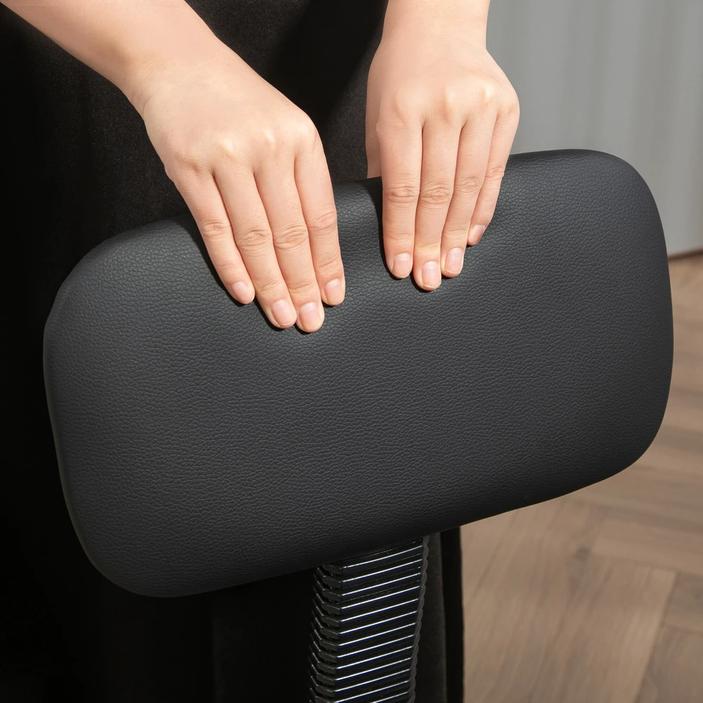 Biuro kėdė HOMCOM, ergonomiška piešimo kėdė, reguliuojamo aukščio kompiuterio kėdė su kojų atrama, rašomojo stalo kėdė, sukama kėdė svetainei, biurui, dirbtinė oda, juoda
