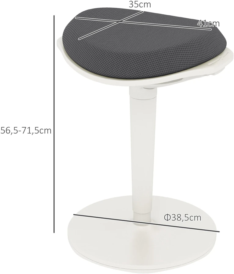 HOMCOM taburetė, ergonomiška biuro taburetė, 56,5-71,5 cm reguliuojamo aukščio darbo taburetė, pasukama kėdė biurui, kabinetui, tinklinė, pilka