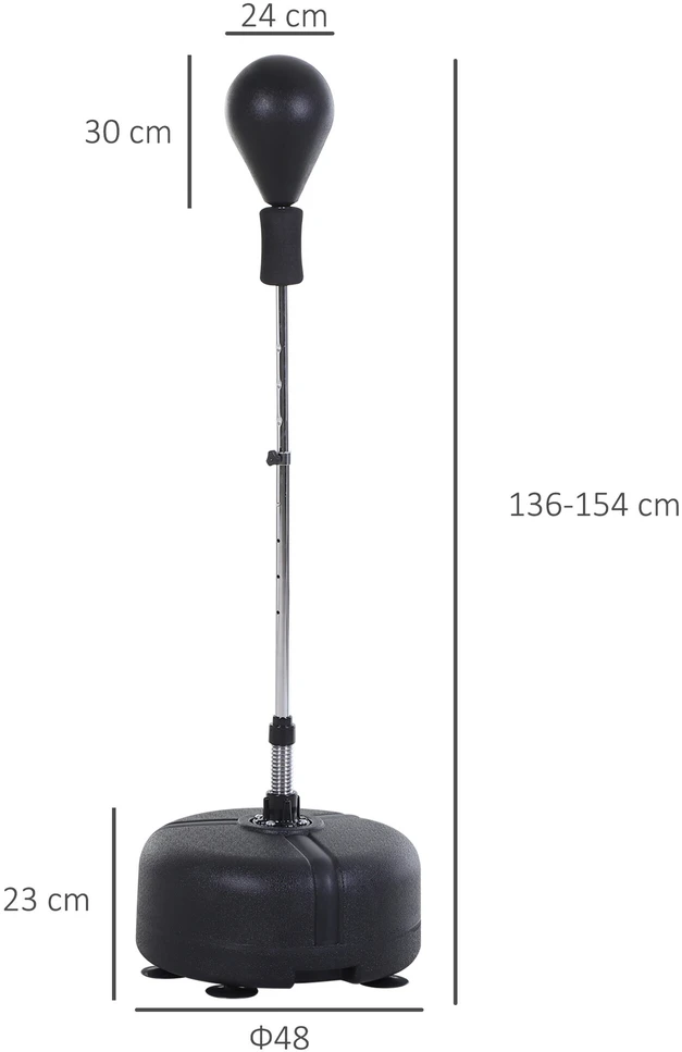 HOMCOM bokso kriaušės stovas su pirštinėmis, 136-154 cm reguliuojamo aukščio, tinka profesionalams ir pradedantiesiems, juoda