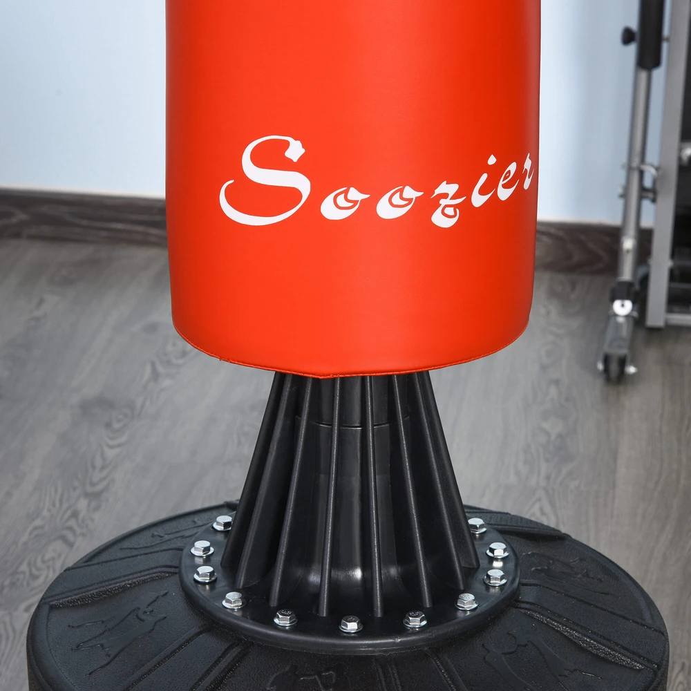 HOMCOM pastatomas bokso maišas, bokso treniruoklis su priedais, bokso asistentas, treniruočių maišas, juodas/raudonas, 88 x 48 x 155-205 cm