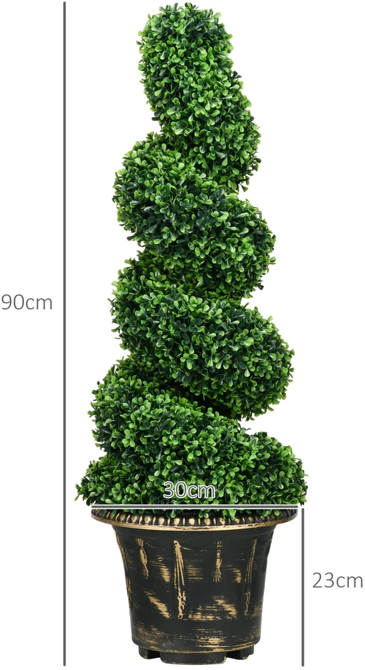 HOMCOM dirbtinių augalų rinkinys (2 vnt.), UV spinduliams atsparus dirbtinis augalas vazone, 90 cm buksmedis patalpoms ir laukui | Aosom