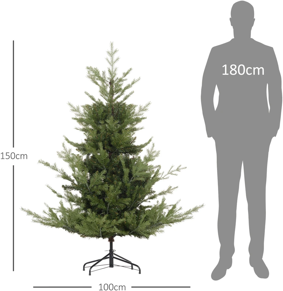 HOMCOM 180 cm kalėdinė eglutė Dirbtinė natūrali tanki šakų Kalėdų eglutė su 1942 šakų galiukais tikroviška išvaizda Kalėdoms Žalia