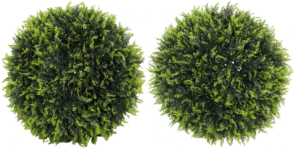 HOMCOM dirbtinių kedrų rinkinys, 2 vnt., 45 cm, kambarinis augalas, dirbtinis augalas, dekoratyvinis augalas namams, biurui, koridoriui, sodui, žalias
