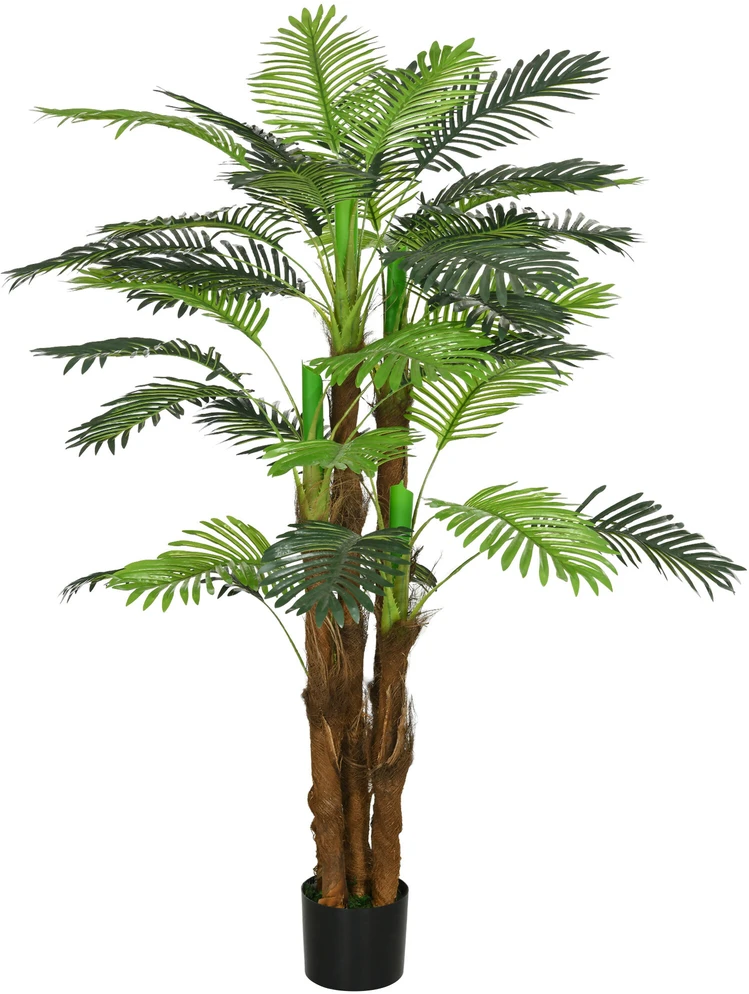 HOMCOM dirbtinis augalas, dirbtinė palmė, 160 cm dirbtinis augalas su 36 šakelėmis, kambarinis augalas, dirbtinis medis, augalų dekoracija vidaus ir lauko erdvėms, žalia