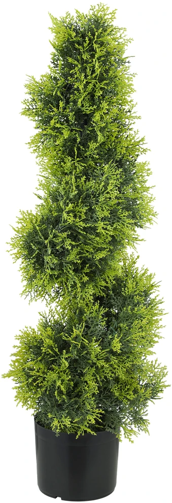 HOMCOM Dirbtinė Kiparisų 90cm Spiralės Formos Dirbtinis Augalas, Plastikinis Dirbtinis Augalas Vazone, Moderni Dekoracija
