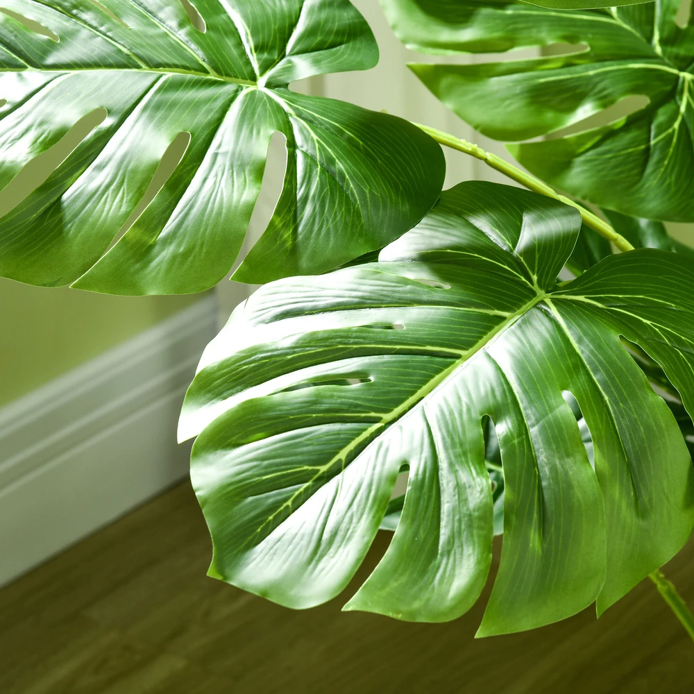 Dirbtinė „Monstera“ gėlė HOMCOM, 120 cm, su vazonu ir PE samanomis, itin tikroviška, svetainei, žalia