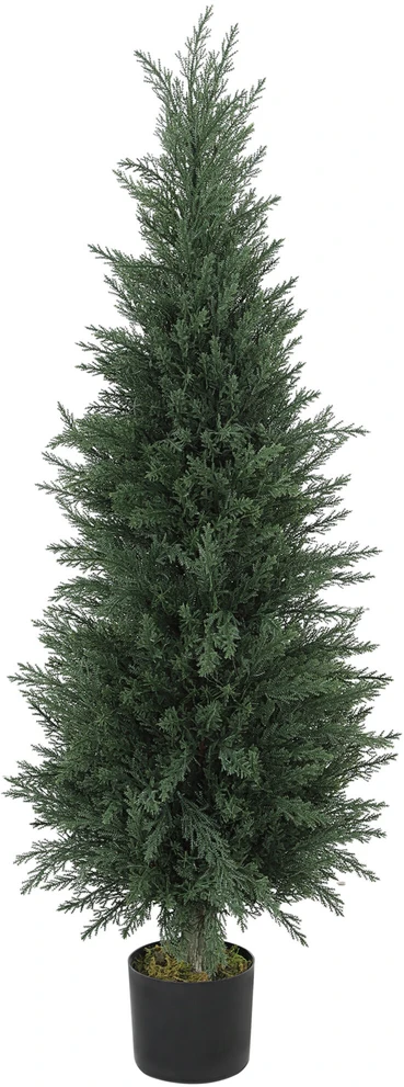 Dirbtinis kiparisas HOMCOM, 120 cm, dirbtinis augalas vazone, atsparus UV spinduliams, tarsi tikras, dekoracija svetainei, miegamajam, biurui, balkonui
