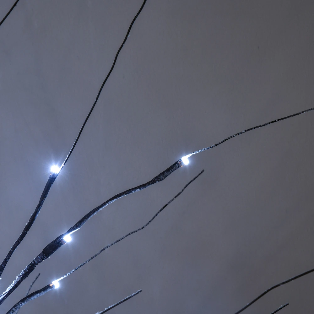 HOMCOM 150 cm dirbtinė eglutė, beržas su 96 LED, dirbtinis sniegas, Kalėdų eglutė beržas, Kalėdų dekoracijos dirbtinis beržas vakarėliui, gimtadieniui, vestuvėms, rudos spalvos