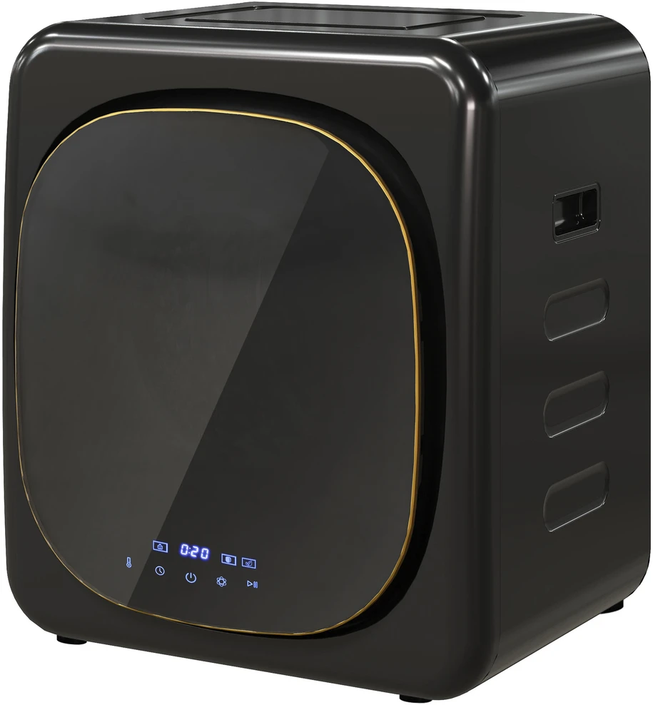 HOMCOM mini drabužių džiovyklė su 6 programomis, LED jutikliniu ekranu, 4kg talpa, iki 60 ℃, 800 W, laisvai pastatoma, montuojama ant sienos, ištraukiamoji džiovyklė su apsauga nuo perkaitimo, drabužių džiovyklė, juoda