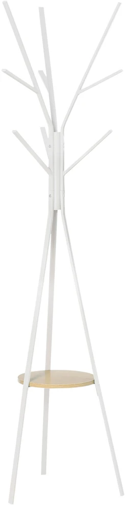 HOMCOM drabužių kabykla, pastatoma kabykla, rūbų stovas, prieškambario kabykla, balta, metalas, 45x45x180 cm