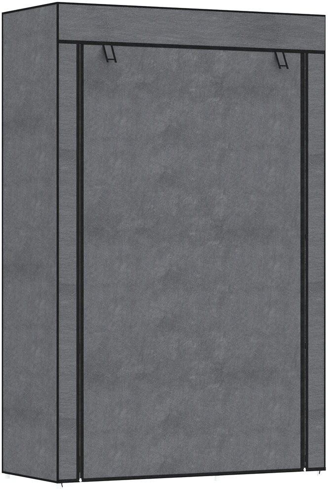 HOMCOM medžiaginė spinta drabužiams su kabykla, 6 skyriai, sulankstoma neaustinės medžiagos spinta, spinta miegamajam, prieškambariui, tamsiai pilka, 103 x 43 x 162,5 cm