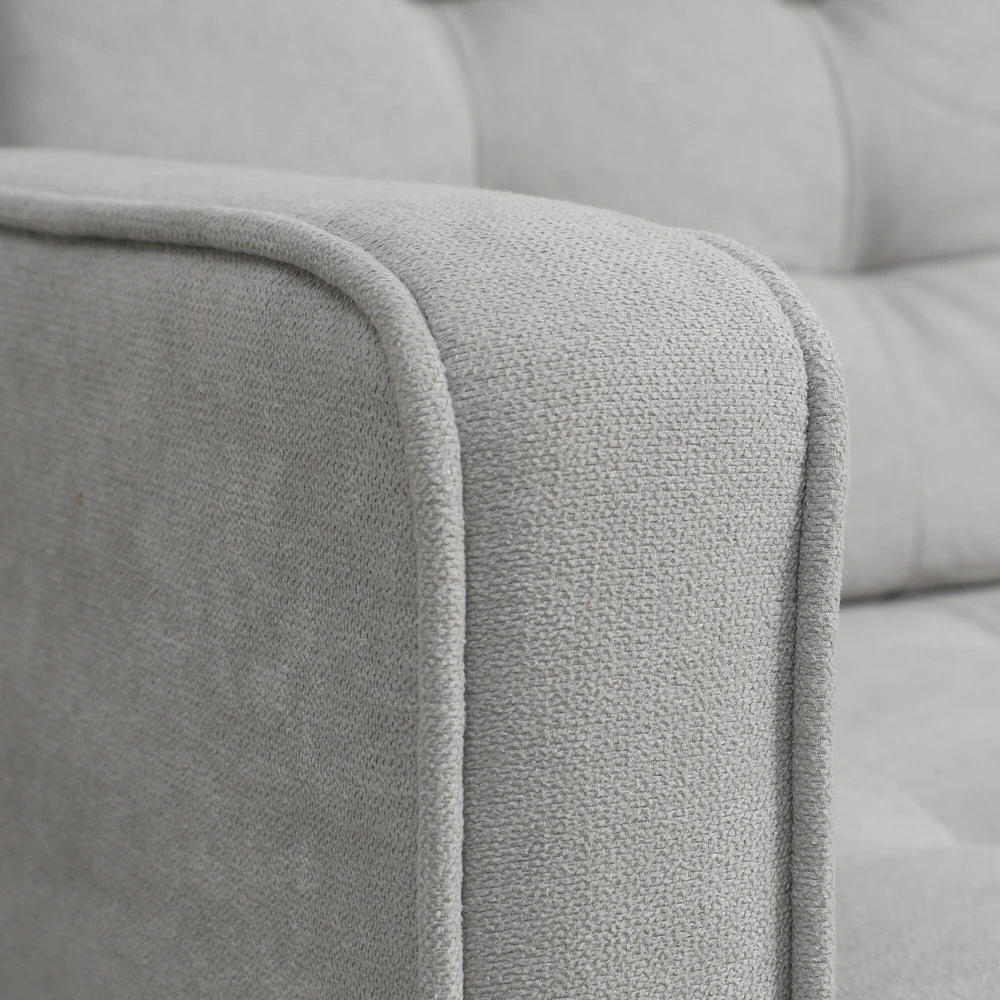 HOMCOM dvivietė sofa, sofa su daiktadėže, medinės kojelės, paminkštinta sofa, dvivietė sofa su aksomo efektu svetainei, miegamajam, 117 x 62 x 78 cm, šviesiai pilka | Aosom