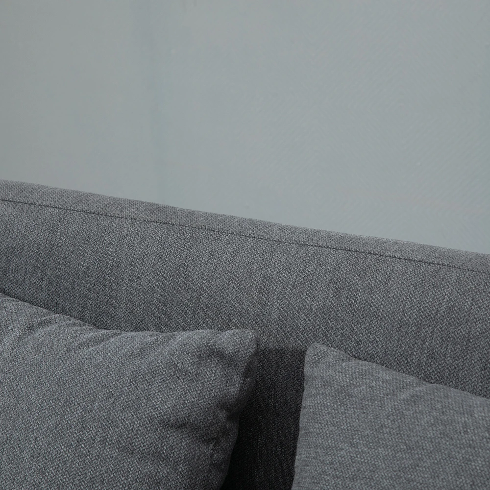 HOMCOM dvivietė sofa, „Loveseat“ su pagalvėlėmis, reguliuojamos kojų atramos, aksominis poliesteris, kaučiukmedis, porolonas, 2 vietų, audinio užvalkalas