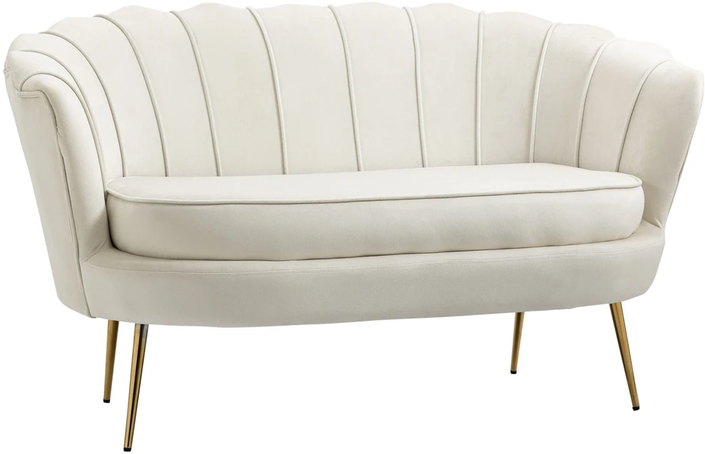HOMCOM 2 sėdimų vietų sofa sofa minkšta sofa loveseat porankis aksomas iki 150 kg svetainė miegamasis kreminė 130x77x77cm