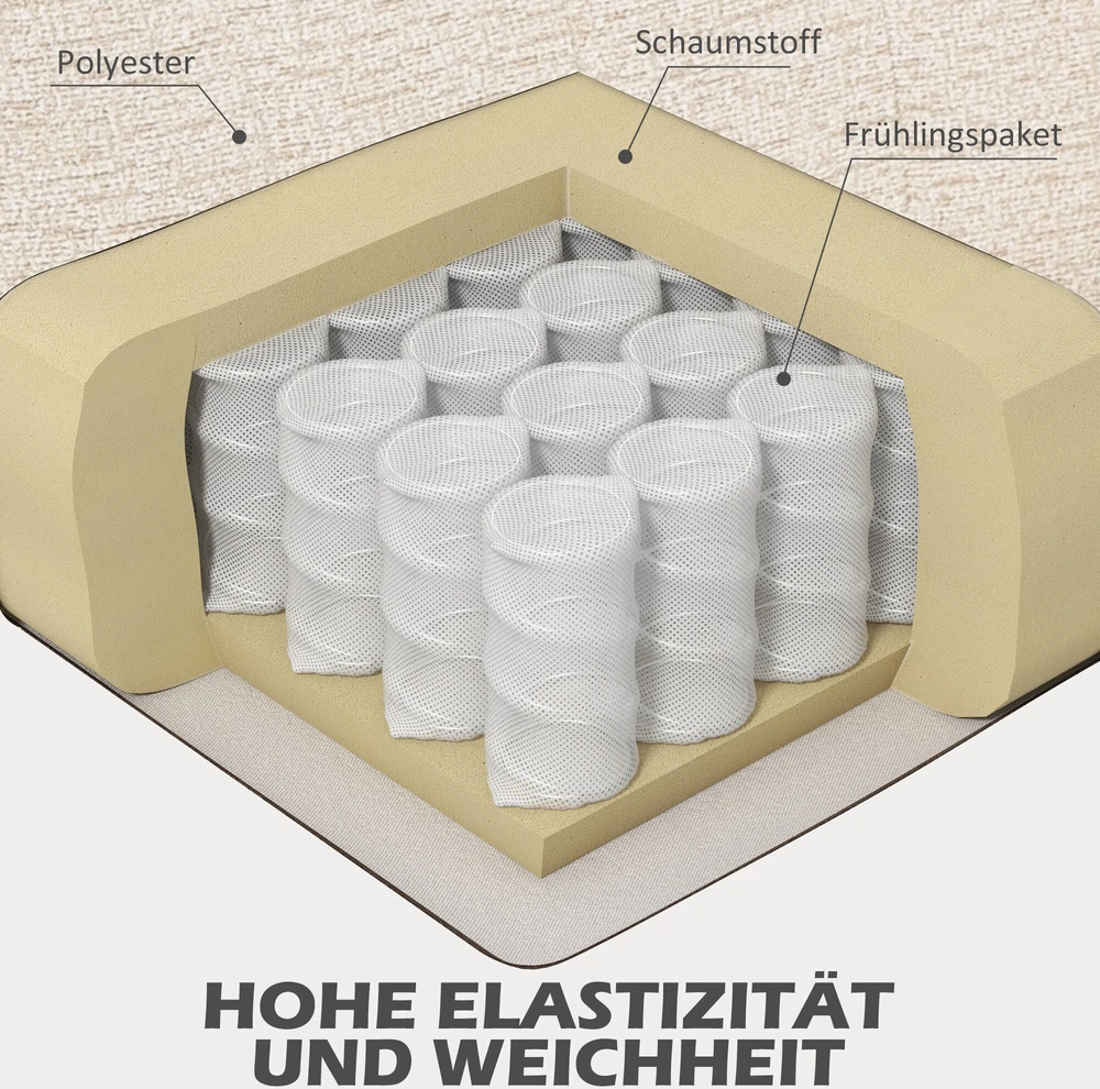 HOMCOM dvivietė sofa, sofa su storomis sėdynės ir nugaros pagalvėlėmis, aksominė išvaizda, minkšta sofa su medinėmis kojelėmis, modernaus stiliaus dvivietė sofa svetainei, miegamajam, smėlio spalvos