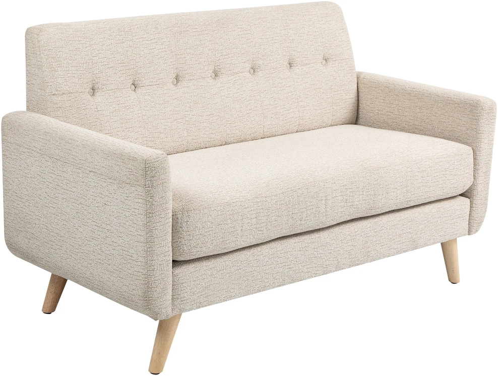 HOMCOM dvivietė sofa, sofa su storomis sėdynės ir nugaros pagalvėlėmis, aksominė išvaizda, minkšta sofa su medinėmis kojelėmis, modernaus stiliaus dvivietė sofa svetainei, miegamajam, smėlio spalvos