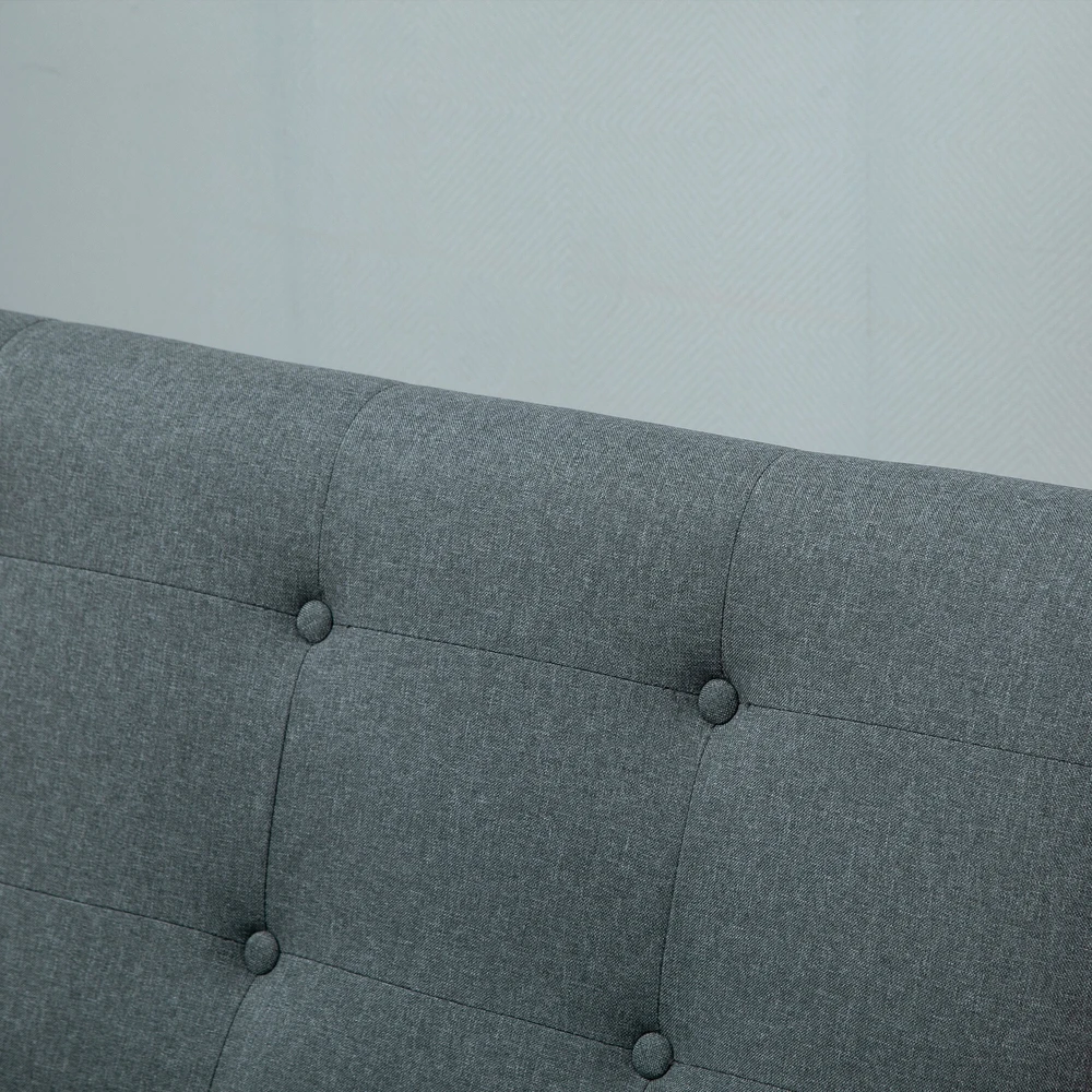 HOMCOM dvivietė sofa, kompaktiškas dizainas, audinio sofa, linas ir guminis medis, pilka, 115x66,5x73 cm