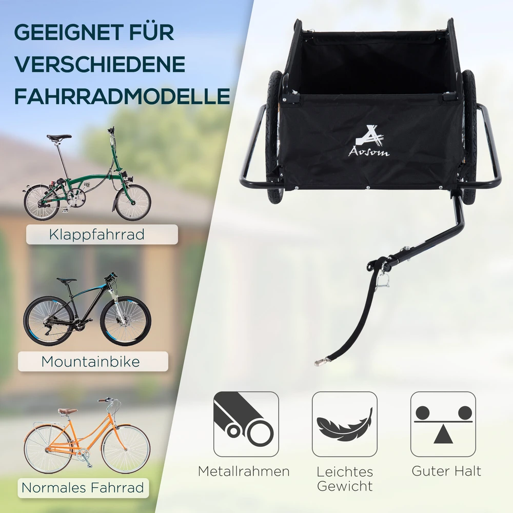 HOMCOM krovininė priekaba dviračiams, transportavimo priekaba CargoTrailer, juoda, nauja