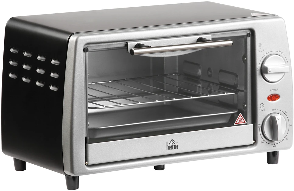 Gruzdintuvė HOMCOM elektrinė orkaitė 10L, su reguliuojama temperatūra ir laikmačiu, 750W, 36,5x26x22 cm, sidabrinė