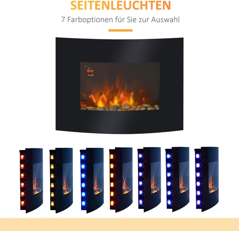HOMCOM Elektrinis židinys Židinys Krosnelė Elektrinis sieninis židinys 65 x 11,4 x 52 cm