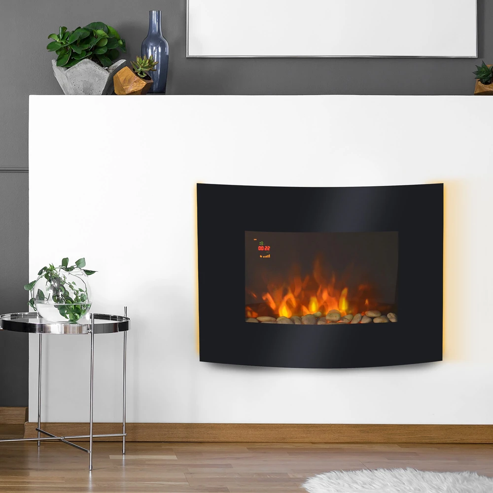HOMCOM Elektrinis židinys Židinys Krosnelė Elektrinis sieninis židinys 65 x 11,4 x 52 cm
