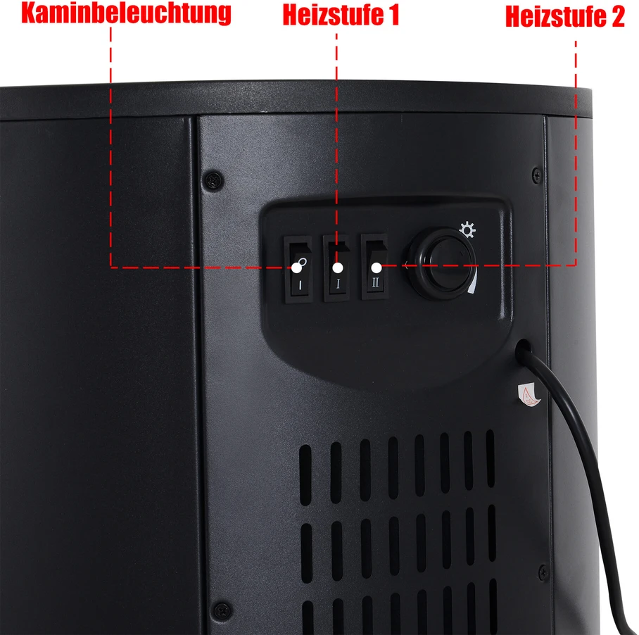 HOMCOM LED elektrinis židinys su liepsnos efektu 900/2000W 41x41x64,5cm