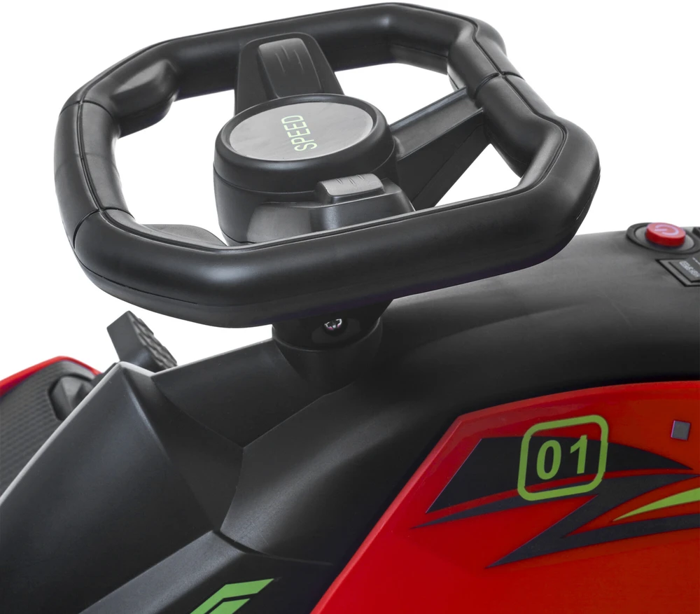 HOMCOM vaikiškas elektrinis kartingas 12 V, 3-8 km/val. Drifto kartingas su drifto režimu, lėto paleidimo funkcija, kartingas su šviesomis, muzika, saugos diržu, vaikiška transporto priemonė 8-12 metų vaikams, raudonas