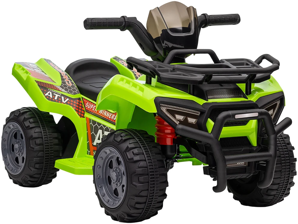 HOMCOM mini elektrinis keturratis vaikams, ATV vaikiškas automobilis su priekiniu žibintu, vaikiškas motociklas 18-36 mėnesių vaikams, žalias