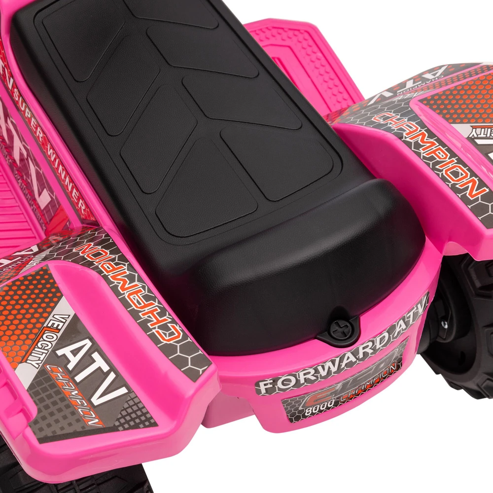 HOMCOM mini elektrinis keturratis vaikams 18-36 mėn., vaikiškas elektrinis ATV su LED priekiniu žibintu, metalas ir PP plastikas, rožinis