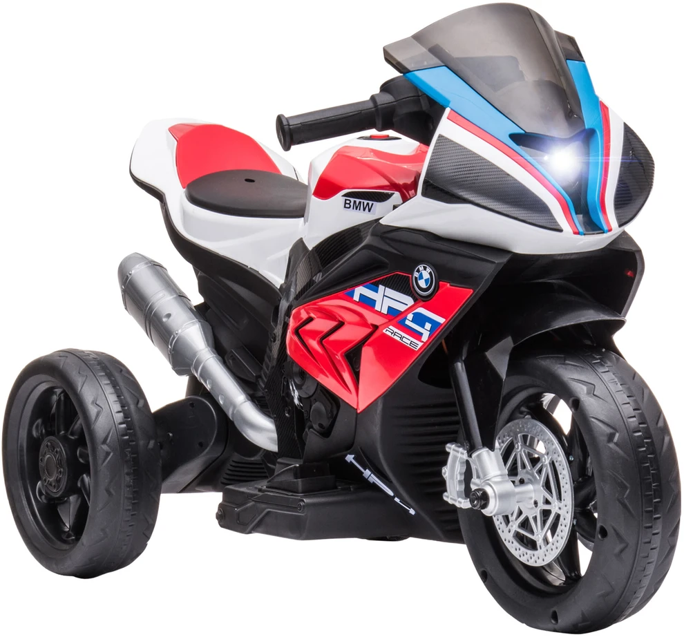 HOMCOM vaikiškas elektrinis motociklas, 6V vaikiška transporto priemonė, elektrinis triratis su 3 muzikos režimais, 2,5 km/val., nuo 18 mėnesių, PP metalas, raudonas
