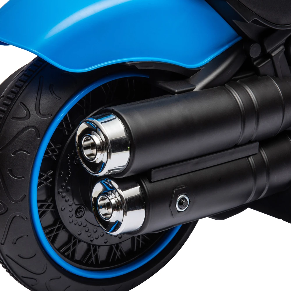 HOMCOM vaikiškas elektrinis motociklas su 2 nuimamais pagalbiniais ratukais, 1,5–3 km/val., skirtas 1,5–3 metų vaikams, mėlynas