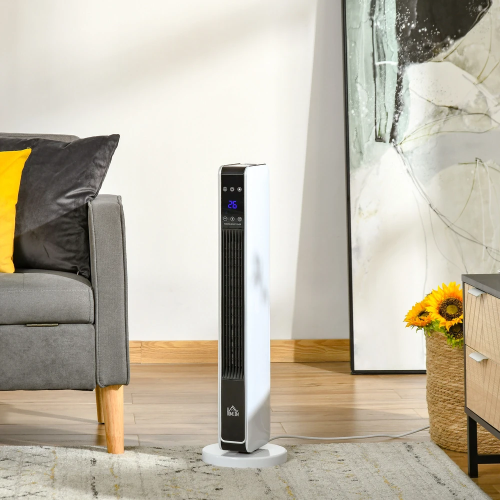 Homcom Ventiliatorinis šildytuvas su nuotolinio valdymo pulteliu 2200W, 21 x 21 x 73 cm