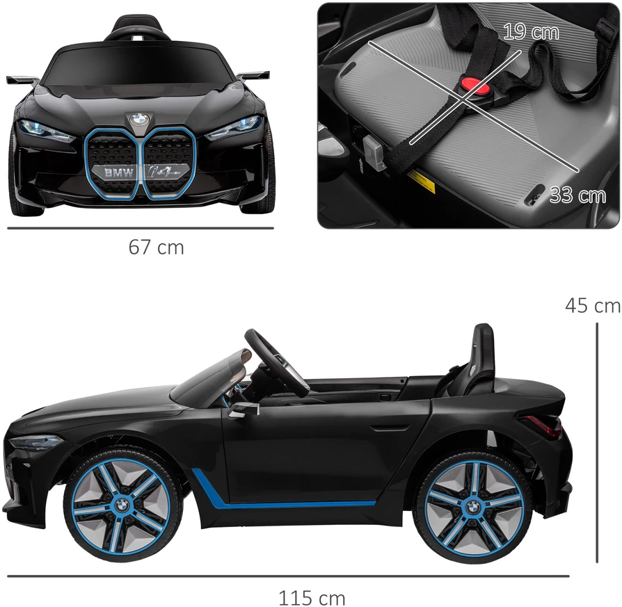 HOMCOM vaikų elektrinio automobilio nuotolinio valdymo žibintai MP3 grotuvas 3-5 km/val