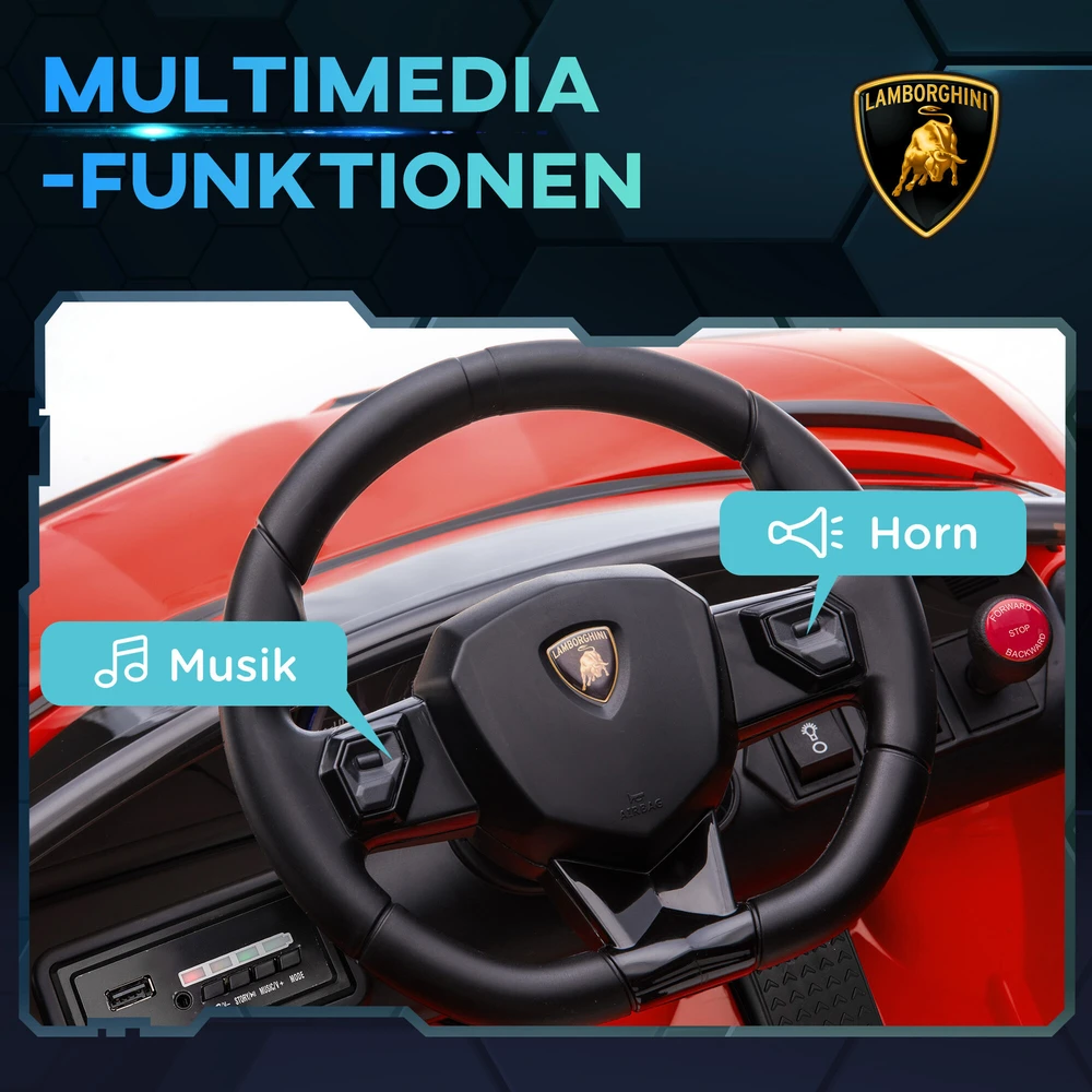 HOMCOM vaikiškas elektromobilis 12V, su 2,4G nuotolinio valdymo pulteliu, MP3 grotuvu, garso signalu, šviesomis, 3–5 metų vaikams