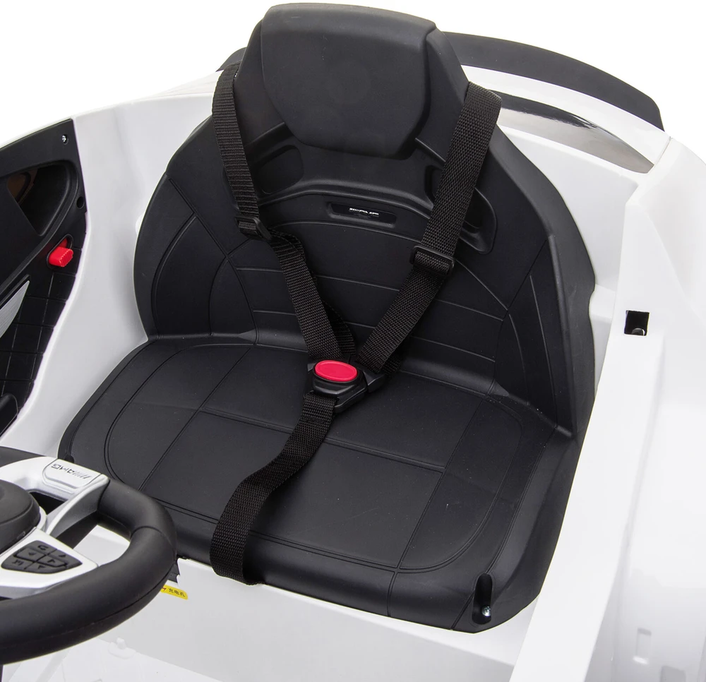 Homcom Mercedes-Benz AMG GLA45 licencijuotas vaikiškas elektrinis automobilis su nuotolinio valdymo pulteliu, MP3, saugos diržais, 37-60 mėn., baltos spalvos