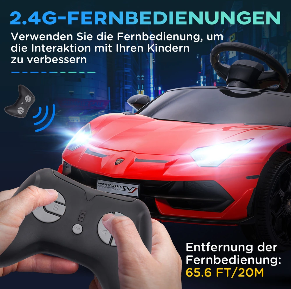 HOMCOM vaikiškas elektromobilis 12V, su 2,4G nuotolinio valdymo pulteliu, MP3 grotuvu, garso signalu, šviesomis, 3–5 metų vaikams